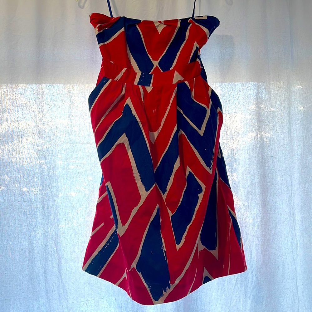 Festive Red White & Blue dress with pockets